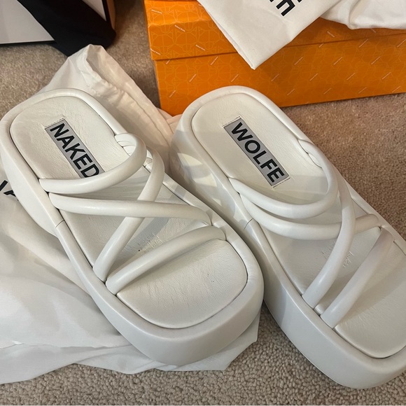 Naked Wolfe Daze White Platform Flatform Sandal 39 9 - Picture 3 of 5